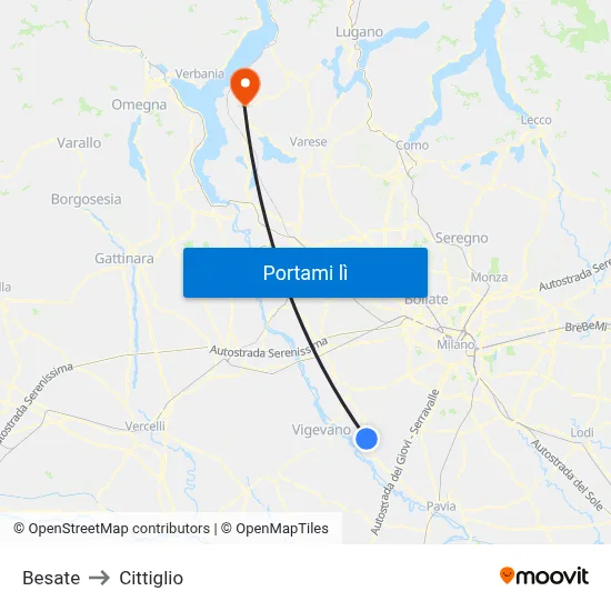 Besate to Cittiglio map