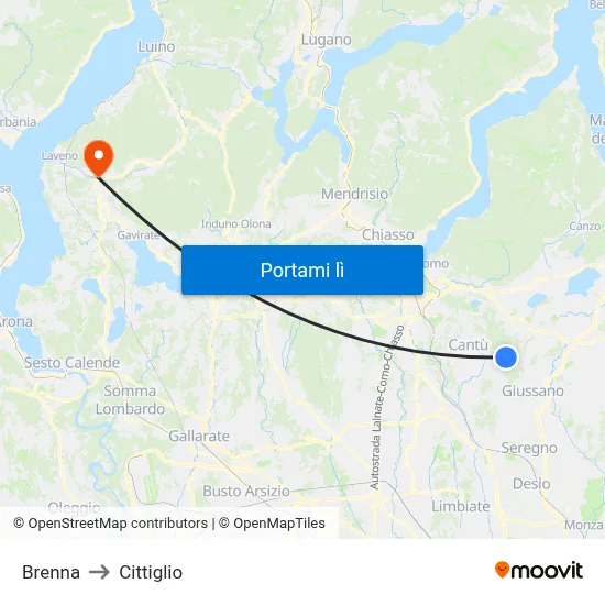 Brenna to Cittiglio map