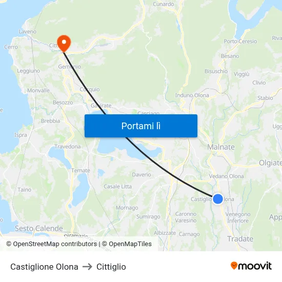 Castiglione Olona to Cittiglio map