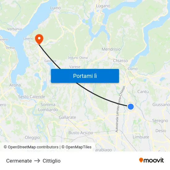 Cermenate to Cittiglio map
