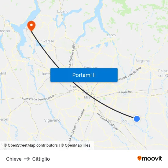 Chieve to Cittiglio map