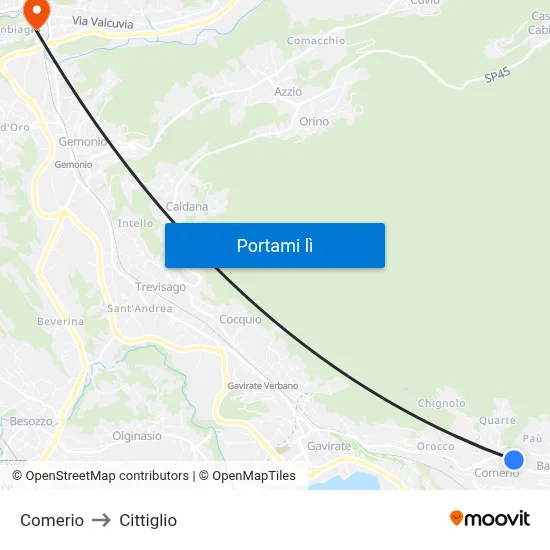Comerio to Cittiglio map