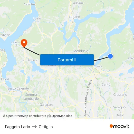 Faggeto Lario to Cittiglio map