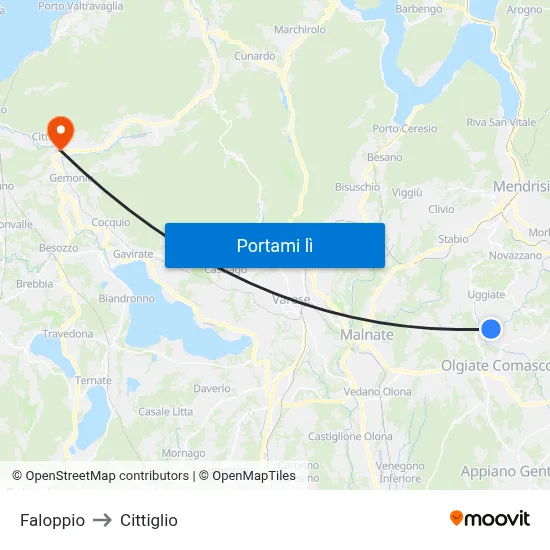 Faloppio to Cittiglio map