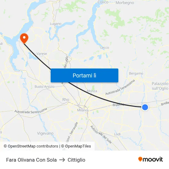 Fara Olivana Con Sola to Cittiglio map