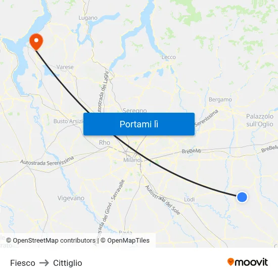 Fiesco to Cittiglio map