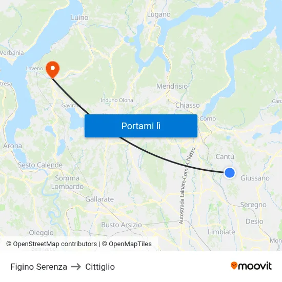Figino Serenza to Cittiglio map
