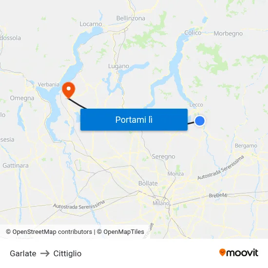 Garlate to Cittiglio map