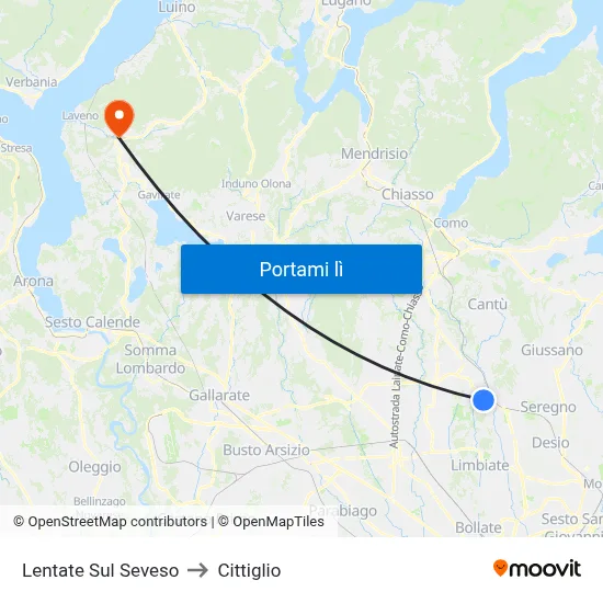 Lentate Sul Seveso to Cittiglio map