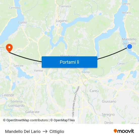 Mandello Del Lario to Cittiglio map