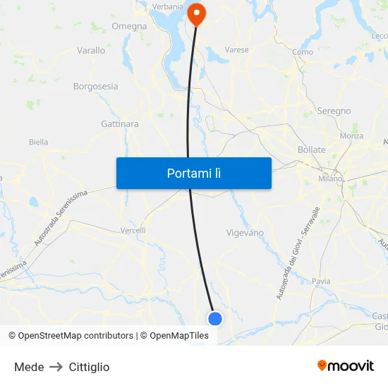 Mede to Cittiglio map