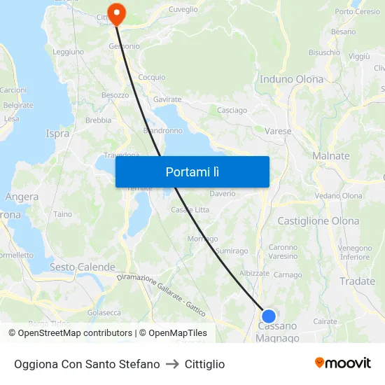 Oggiona Con Santo Stefano to Cittiglio map