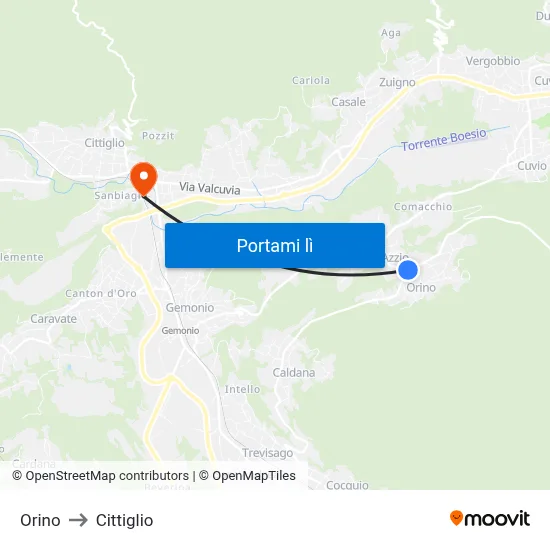 Orino to Cittiglio map