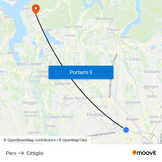 Pero to Cittiglio map