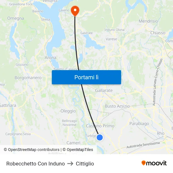 Robecchetto Con Induno to Cittiglio map
