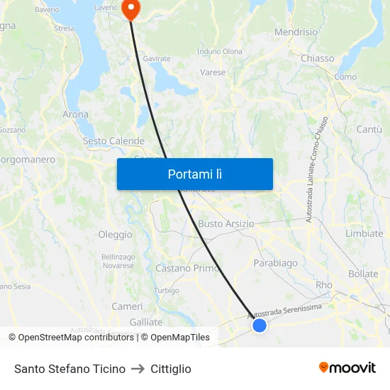Santo Stefano Ticino to Cittiglio map