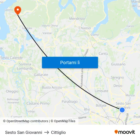 Sesto San Giovanni to Cittiglio map