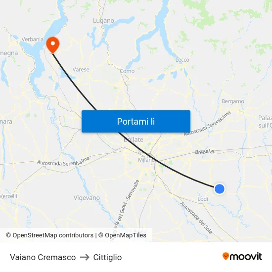 Vaiano Cremasco to Cittiglio map