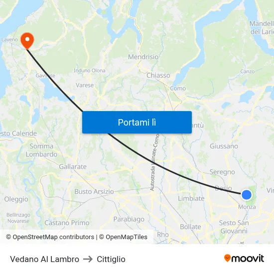 Vedano Al Lambro to Cittiglio map