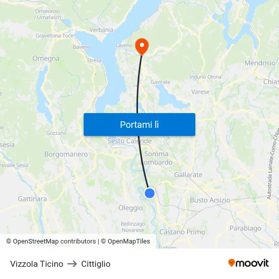 Vizzola Ticino to Cittiglio map