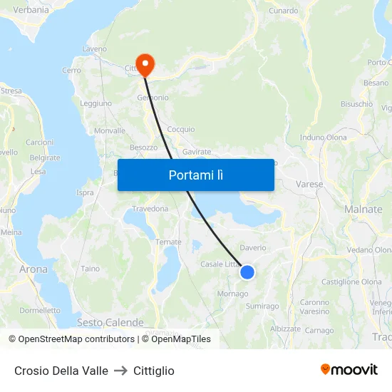 Crosio Della Valle to Cittiglio map