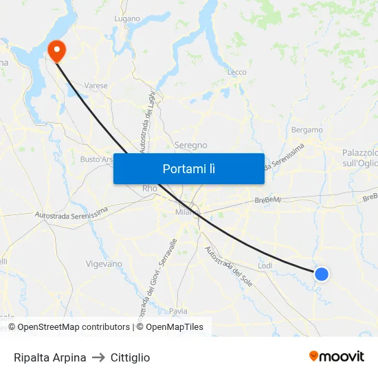 Ripalta Arpina to Cittiglio map