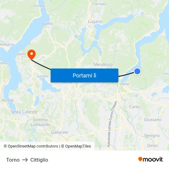 Torno to Cittiglio map