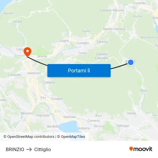 BRINZIO to Cittiglio map