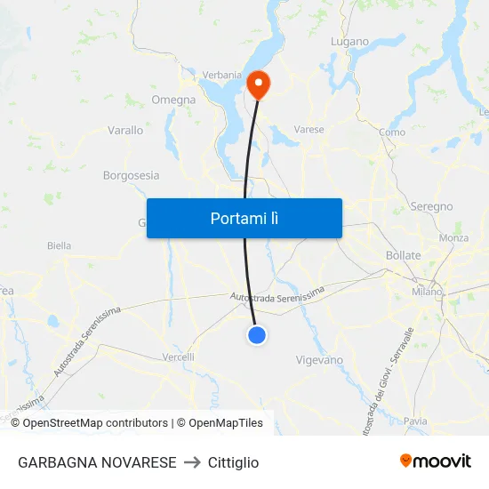 GARBAGNA NOVARESE to Cittiglio map
