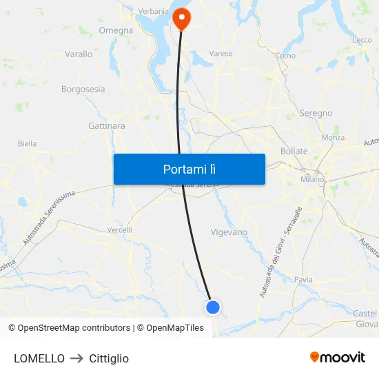LOMELLO to Cittiglio map