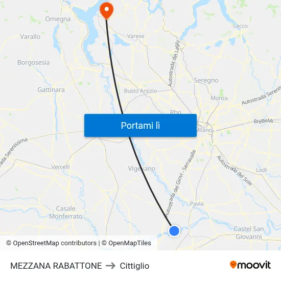 MEZZANA RABATTONE to Cittiglio map