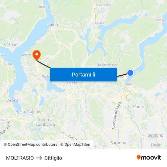 MOLTRASIO to Cittiglio map