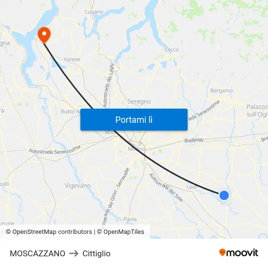 MOSCAZZANO to Cittiglio map