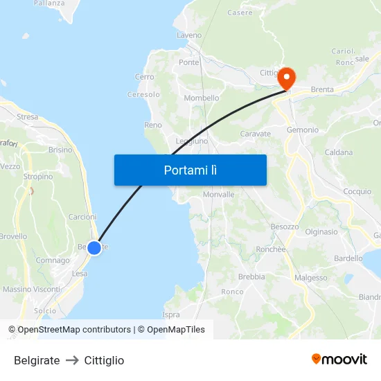 Belgirate to Cittiglio map