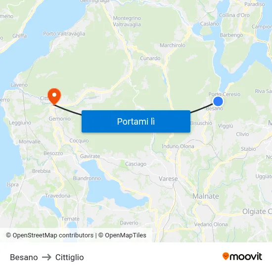 Besano to Cittiglio map