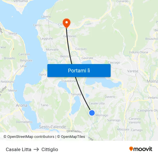Casale Litta to Cittiglio map