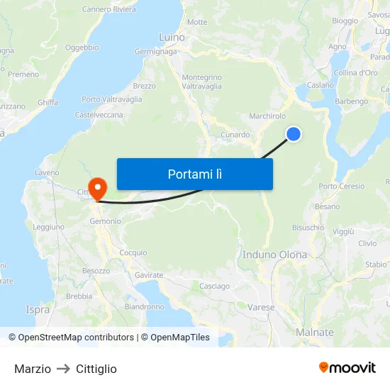 Marzio to Cittiglio map