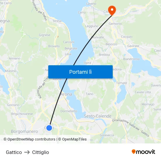 Gattico to Cittiglio map