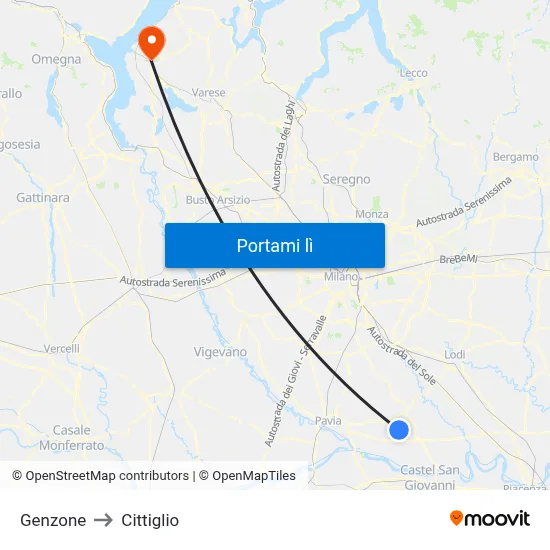 Genzone to Cittiglio map