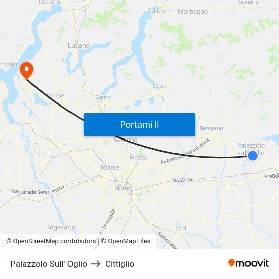 Palazzolo Sull' Oglio to Cittiglio map