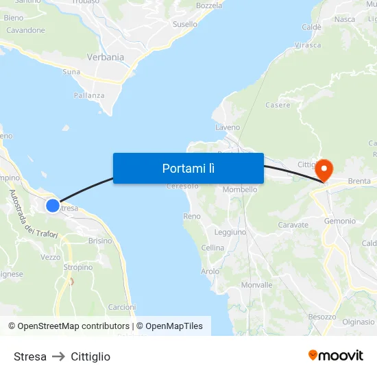 Stresa to Cittiglio map
