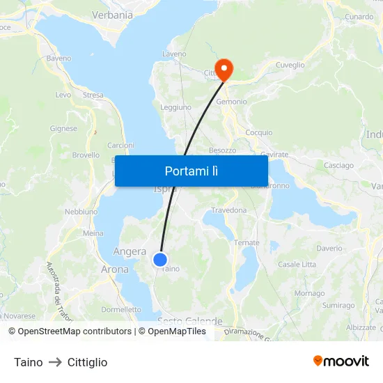 Taino to Cittiglio map