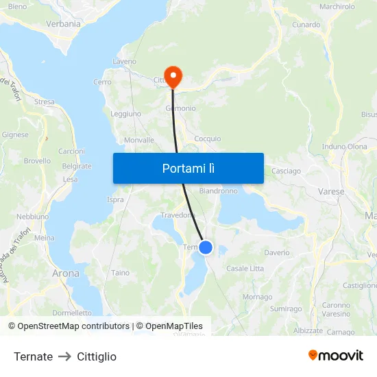 Ternate to Cittiglio map