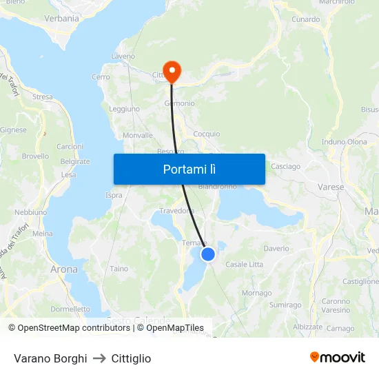 Varano Borghi to Cittiglio map