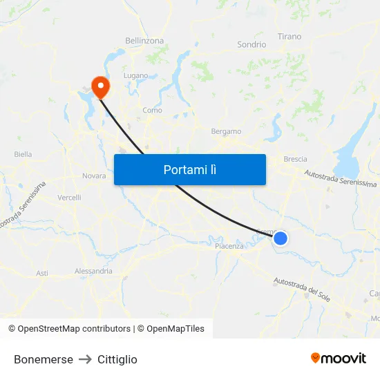 Bonemerse to Cittiglio map