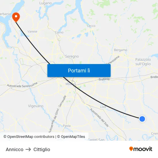 Annicco to Cittiglio map