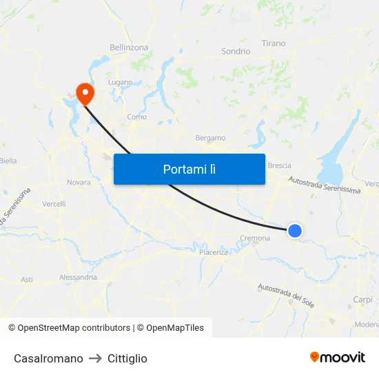 Casalromano to Cittiglio map