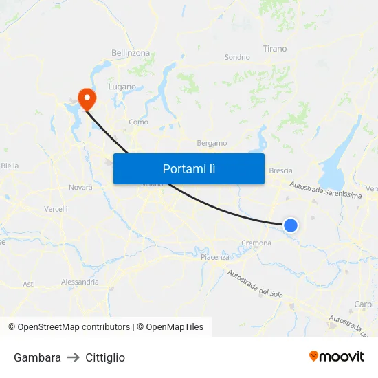 Gambara to Cittiglio map