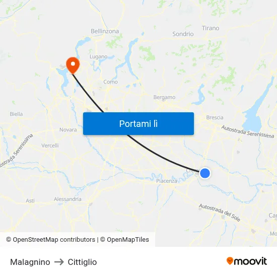 Malagnino to Cittiglio map