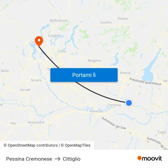 Pessina Cremonese to Cittiglio map